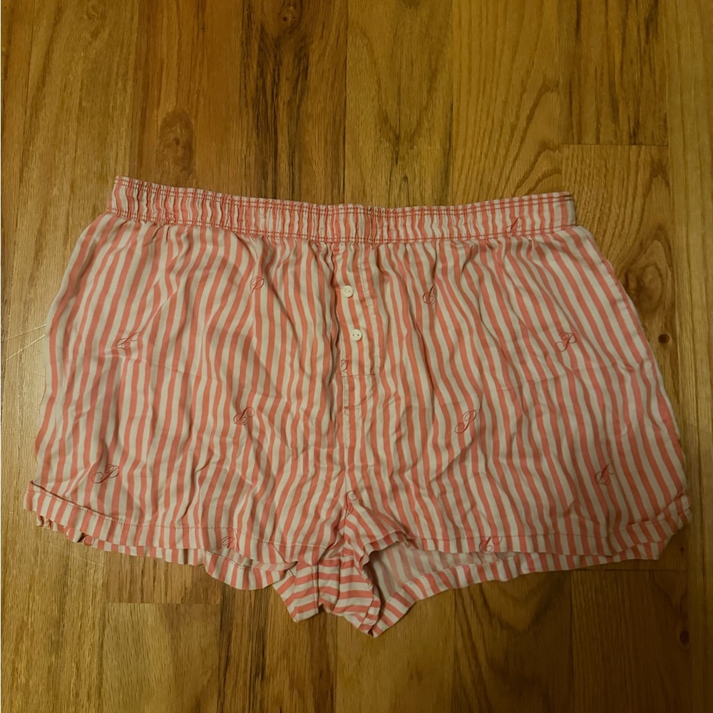 PINK Victoria's Secret Coral Striped Pajama Shorts